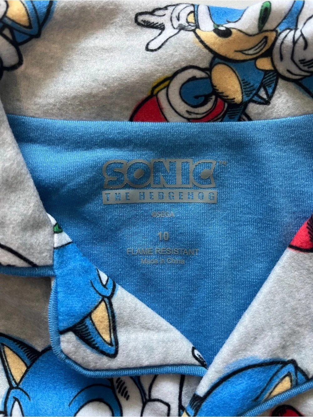Sonic The Hedgehog -Print Kids Pajama Set with Button-Front Top